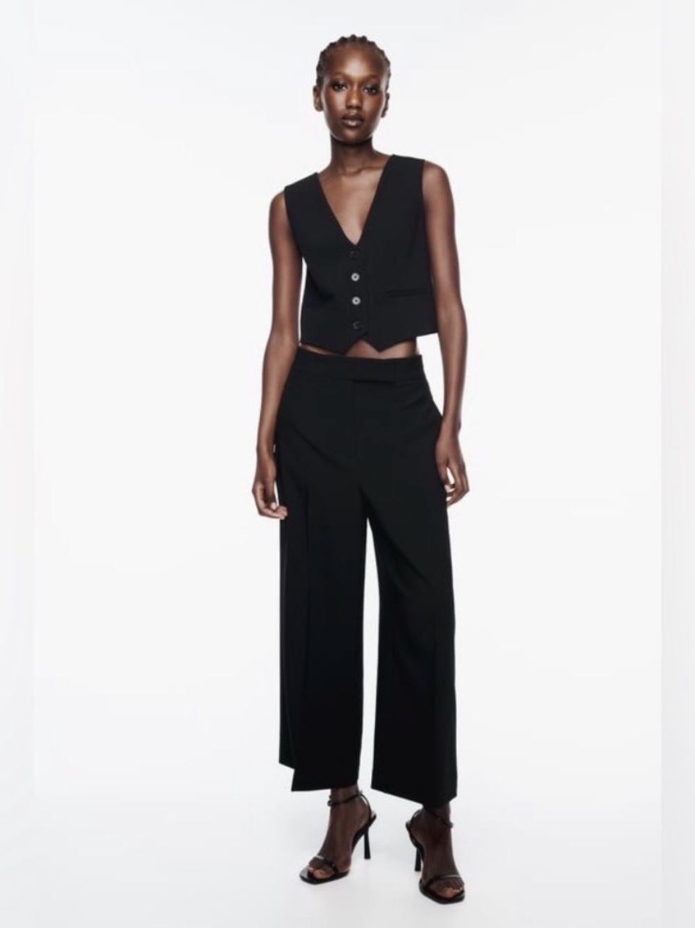 Zara Tailored Short Waistcoat + High Waisted Culottes (SET)